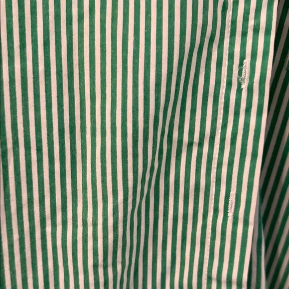 Striped Green Button-Front Shirt Dress - Casual Women’s Dress - Picture 6 of 8